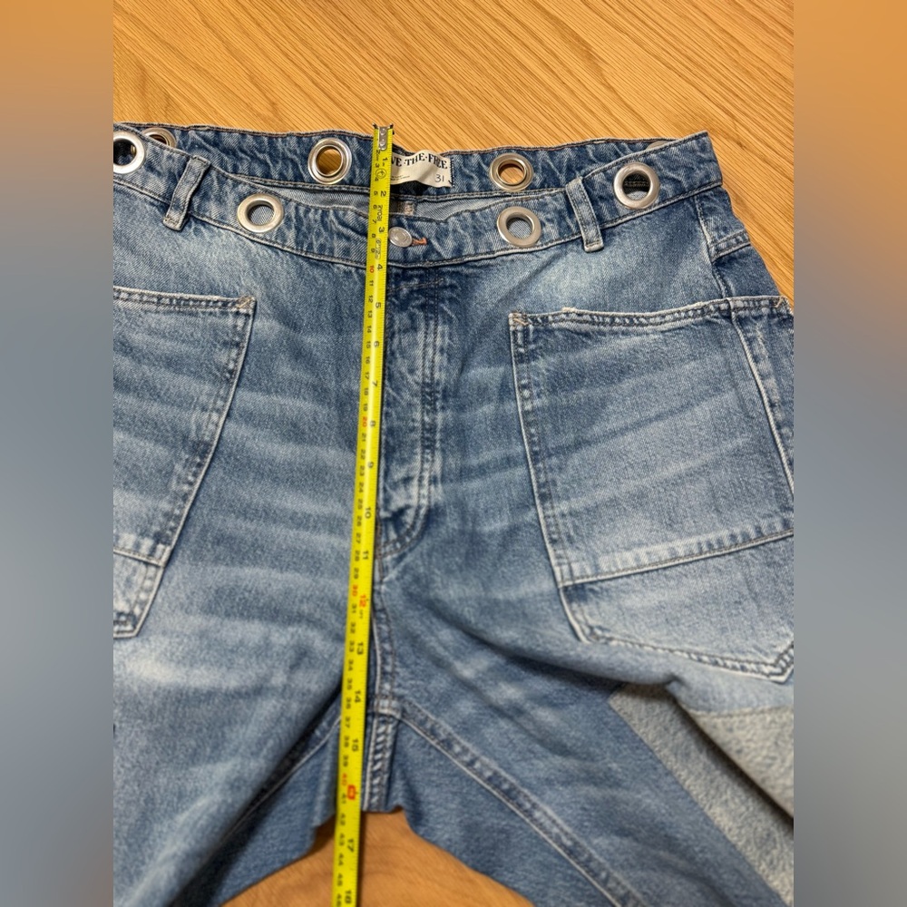 We The Free Patchwork Utility Jeans Size 31 | Grommet Waist | Drawstring Missing - Picture 7 of 8